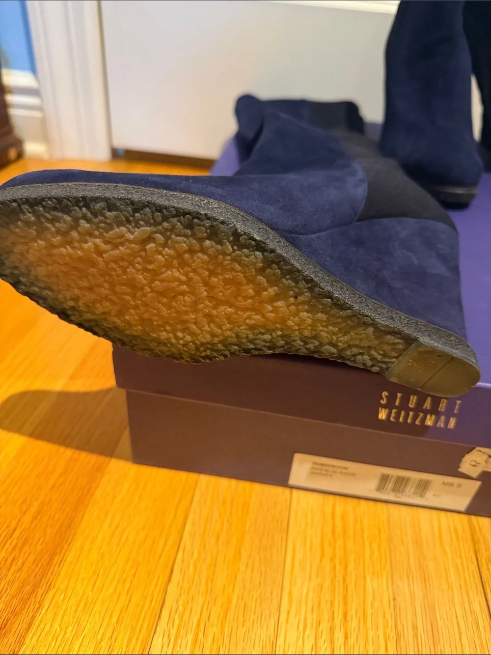 Stuart Weitzman Navy Suede Over-the-Knee Boots
